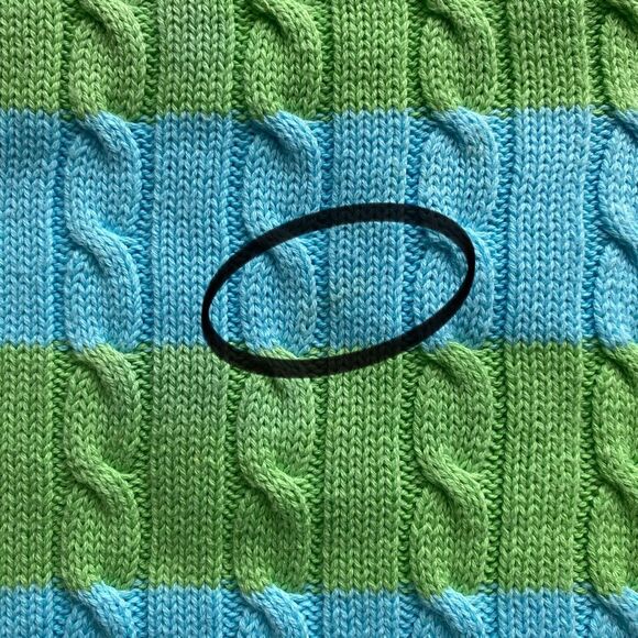 Y2K Lilly Pulitzer Blue/ Green Logo Striped Cable Knit Sweater Size Extra Small - Picture 11 of 16